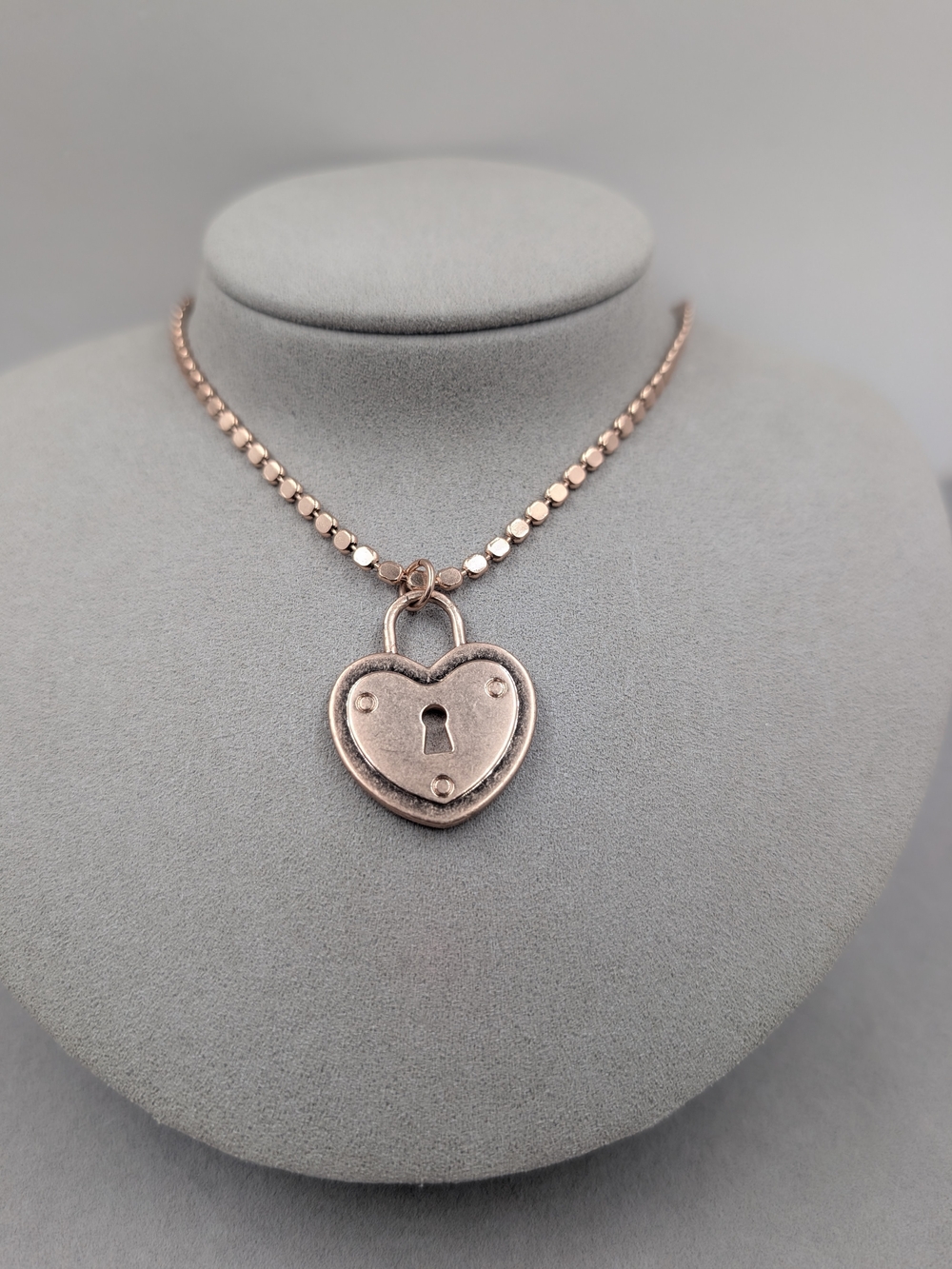 Cabi Rose Gold Heart Lock Pendant Necklace Padlock Statement | m122